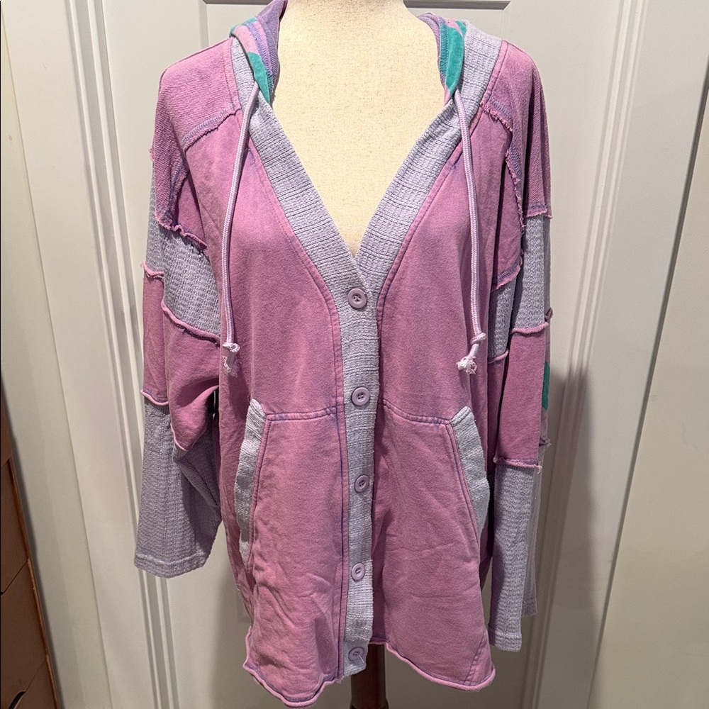 Women's Utility Hooded Cardigan Jacket in Lavender